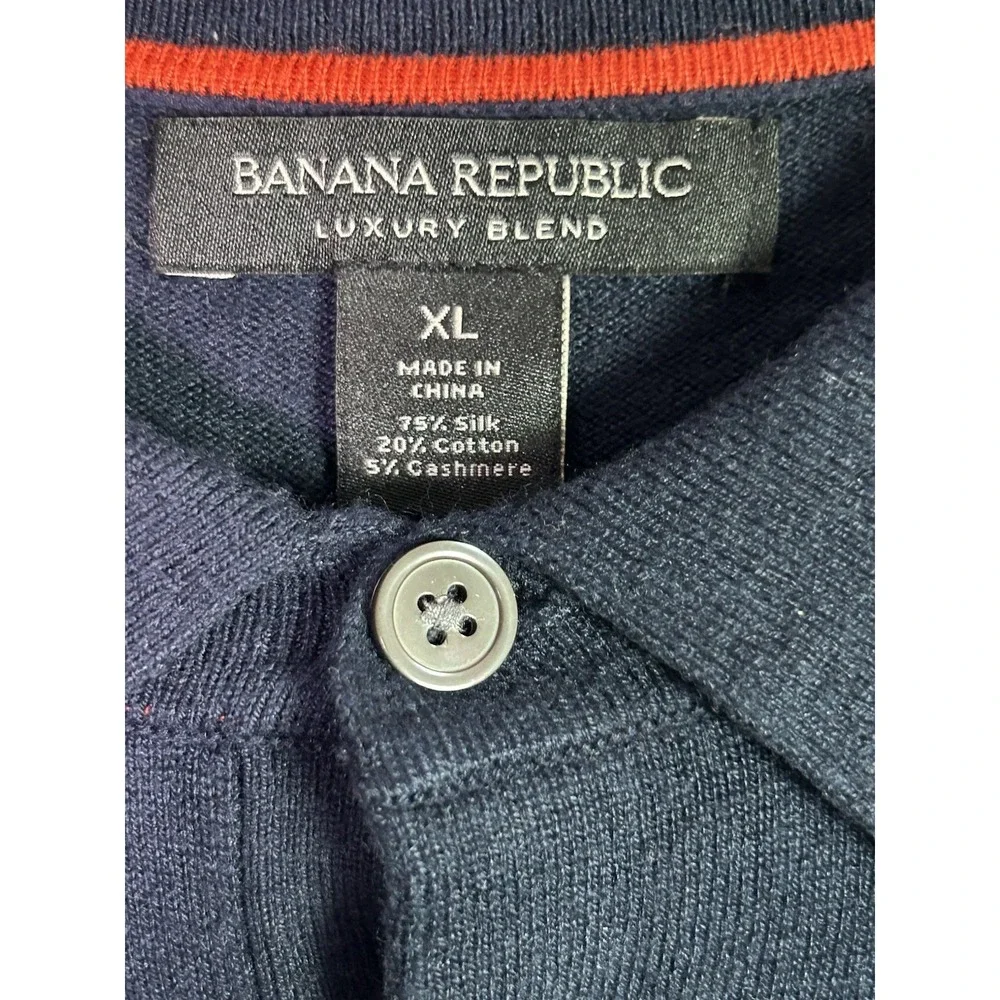 Banana Republic long-sleeve luxury blend polo sweater Silk Cotton Cashmere XL